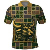 Custom Taurus Zodiac Polo Shirt Checkered Pattern