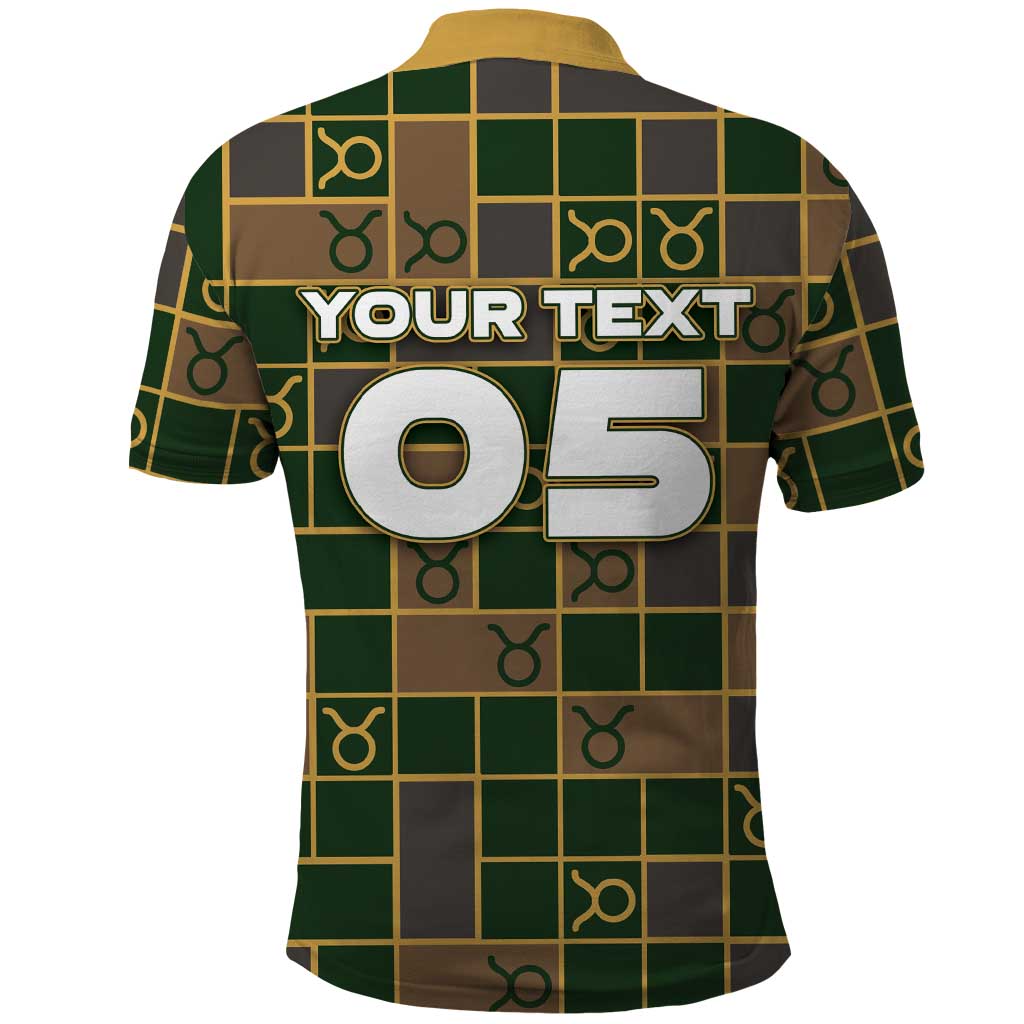 Custom Taurus Zodiac Polo Shirt Checkered Pattern