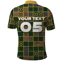 Custom Taurus Zodiac Polo Shirt Checkered Pattern