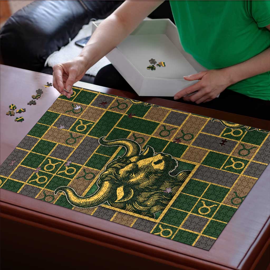 Taurus Zodiac Puzzle Checkered Pattern