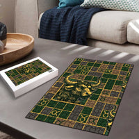 Taurus Zodiac Puzzle Checkered Pattern