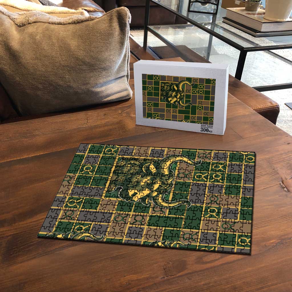 Taurus Zodiac Puzzle Checkered Pattern