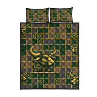 Taurus Zodiac Quilt Bed Set Checkered Pattern