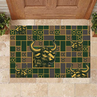 Taurus Zodiac Rubber Doormat Checkered Pattern
