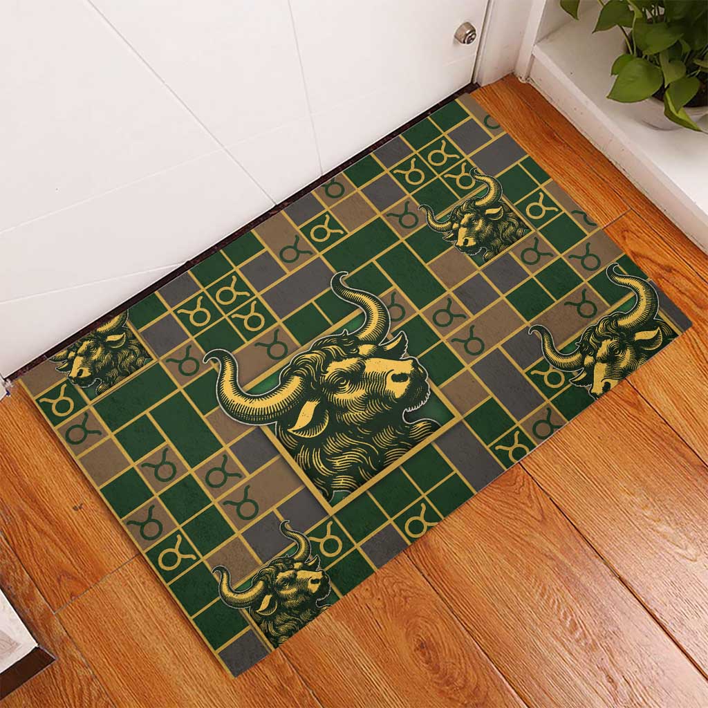 Taurus Zodiac Rubber Doormat Checkered Pattern