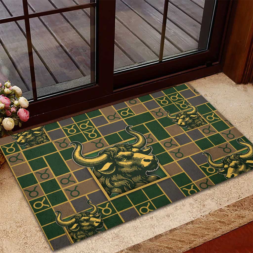 Taurus Zodiac Rubber Doormat Checkered Pattern