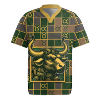 Custom Taurus Zodiac Rugby Jersey Checkered Pattern
