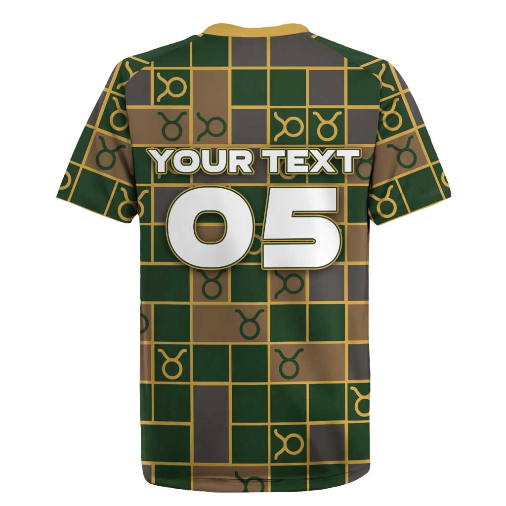 Custom Taurus Zodiac Rugby Jersey Checkered Pattern