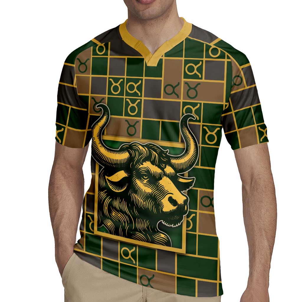 Custom Taurus Zodiac Rugby Jersey Checkered Pattern