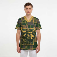 Custom Taurus Zodiac Scrub Top Checkered Pattern
