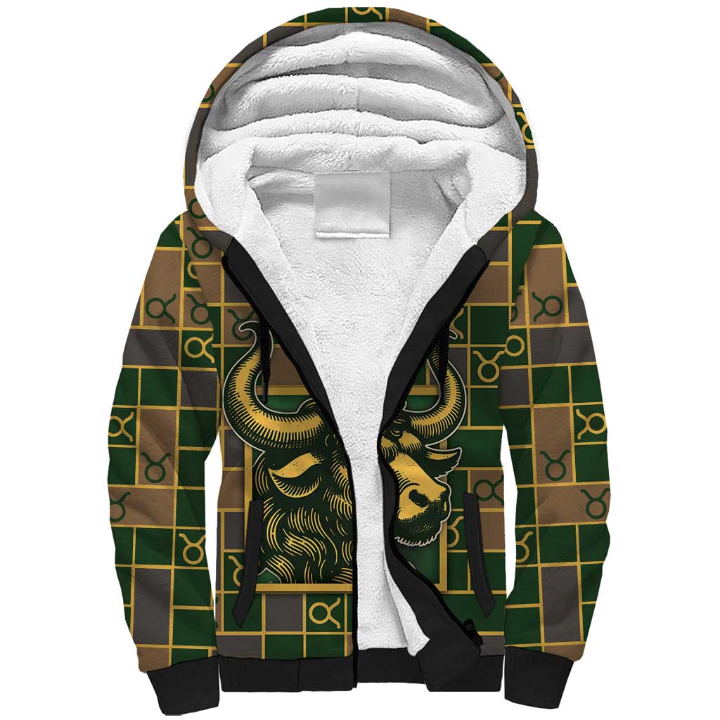 Custom Taurus Zodiac Sherpa Hoodie Checkered Pattern