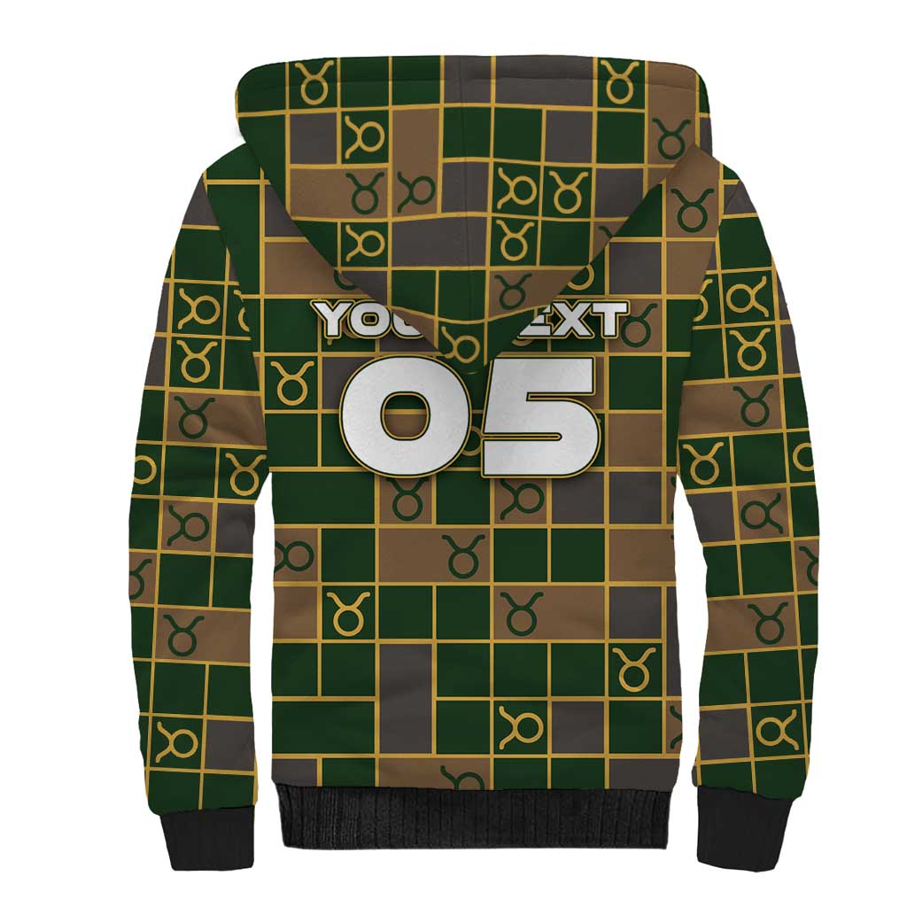 Custom Taurus Zodiac Sherpa Hoodie Checkered Pattern