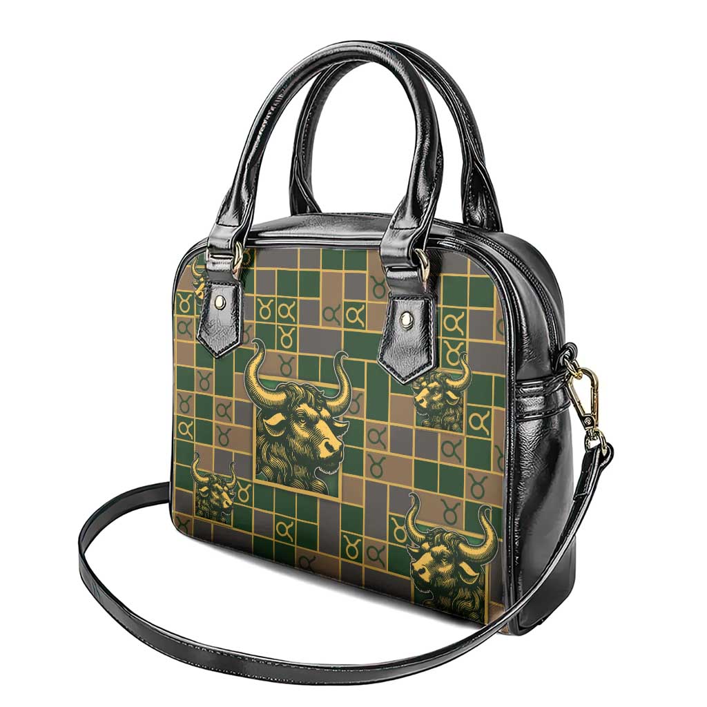 Taurus Zodiac Shoulder Handbag Checkered Pattern