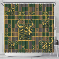 Taurus Zodiac Shower Curtain Checkered Pattern