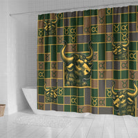 Taurus Zodiac Shower Curtain Checkered Pattern