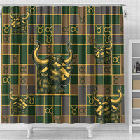 Taurus Zodiac Shower Curtain Checkered Pattern