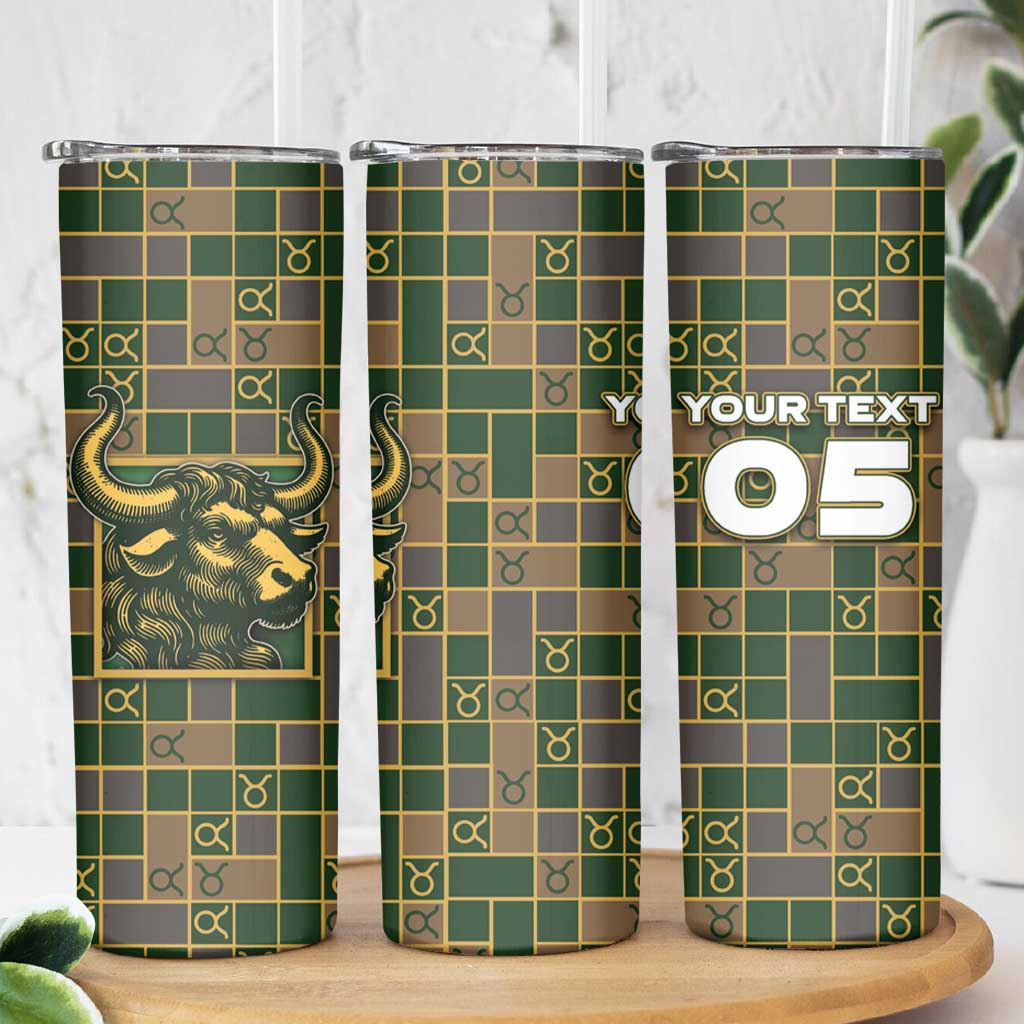 Custom Taurus Zodiac Skinny Tumbler Checkered Pattern