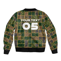 Custom Taurus Zodiac Sleeve Zip Bomber Jacket Checkered Pattern