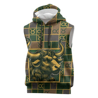Custom Taurus Zodiac Sleeveless Hoodie Checkered Pattern