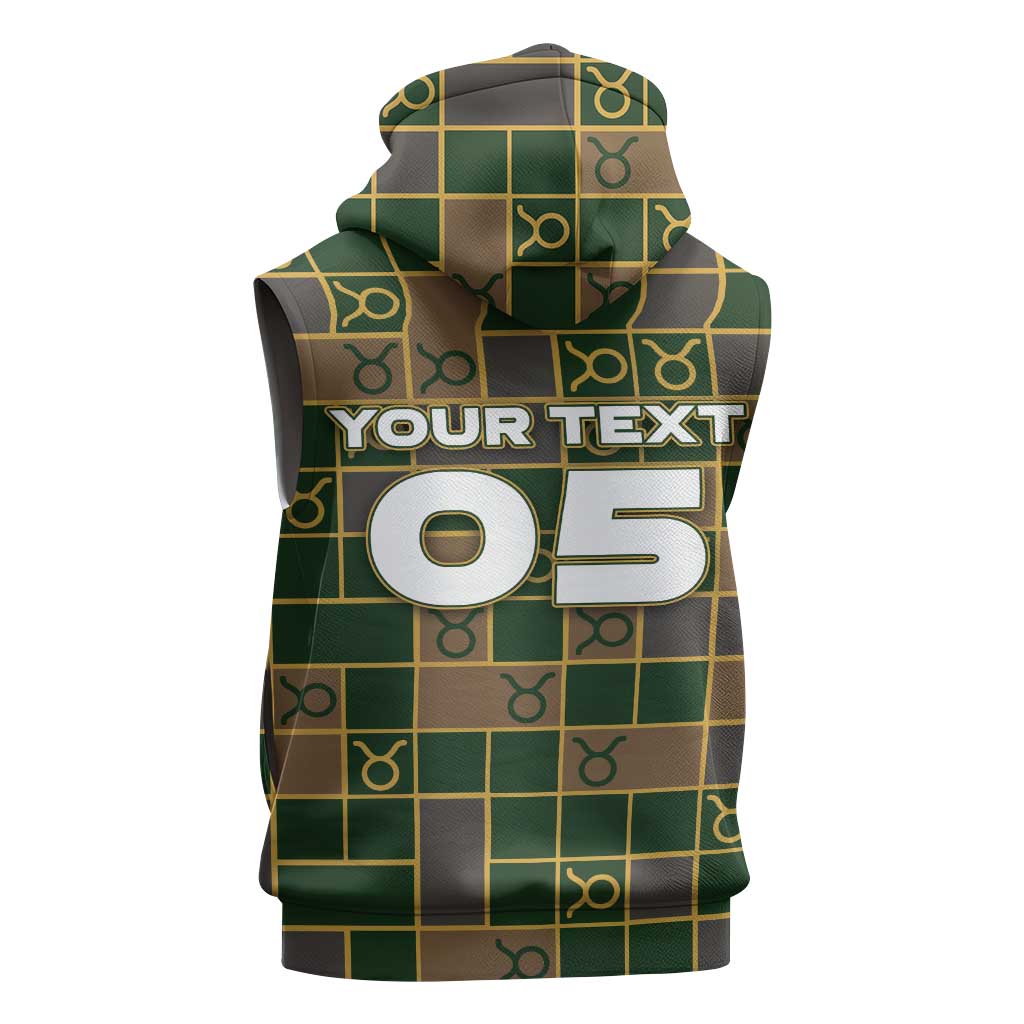 Custom Taurus Zodiac Sleeveless Hoodie Checkered Pattern