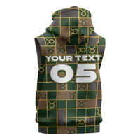 Custom Taurus Zodiac Sleeveless Hoodie Checkered Pattern