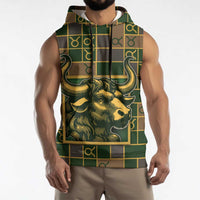 Custom Taurus Zodiac Sleeveless Hoodie Checkered Pattern
