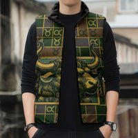 Custom Taurus Zodiac Sleeveless Puffer Jacket Checkered Pattern