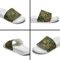 Taurus Zodiac Slide Sandals Checkered Pattern
