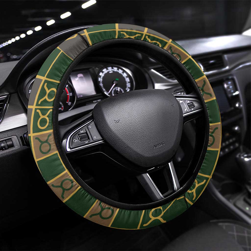 Taurus Zodiac Steering Wheel Cover Checkered Pattern