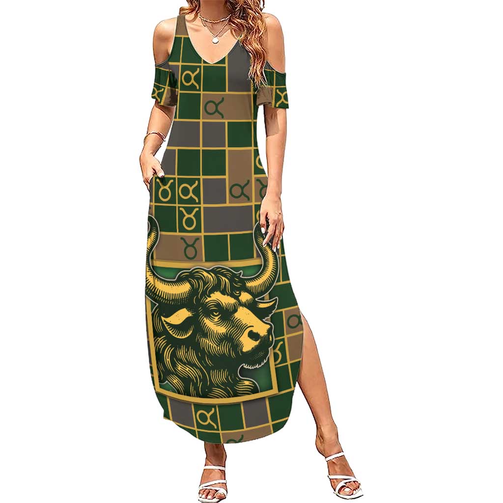 Custom Taurus Zodiac Summer Maxi Dress Checkered Pattern