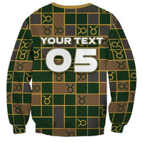 Custom Taurus Zodiac Sweatshirt Checkered Pattern
