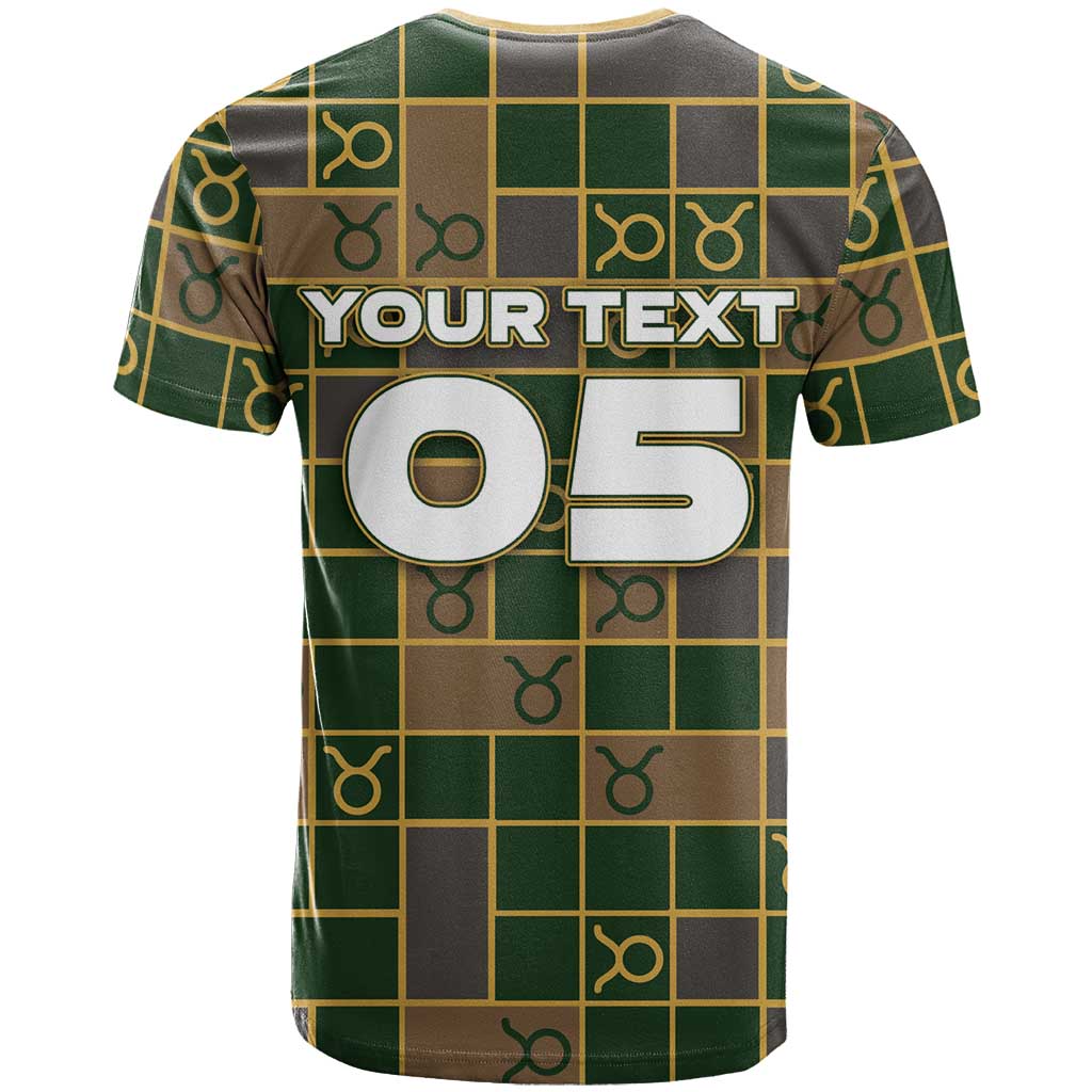 Custom Taurus Zodiac T Shirt Checkered Pattern