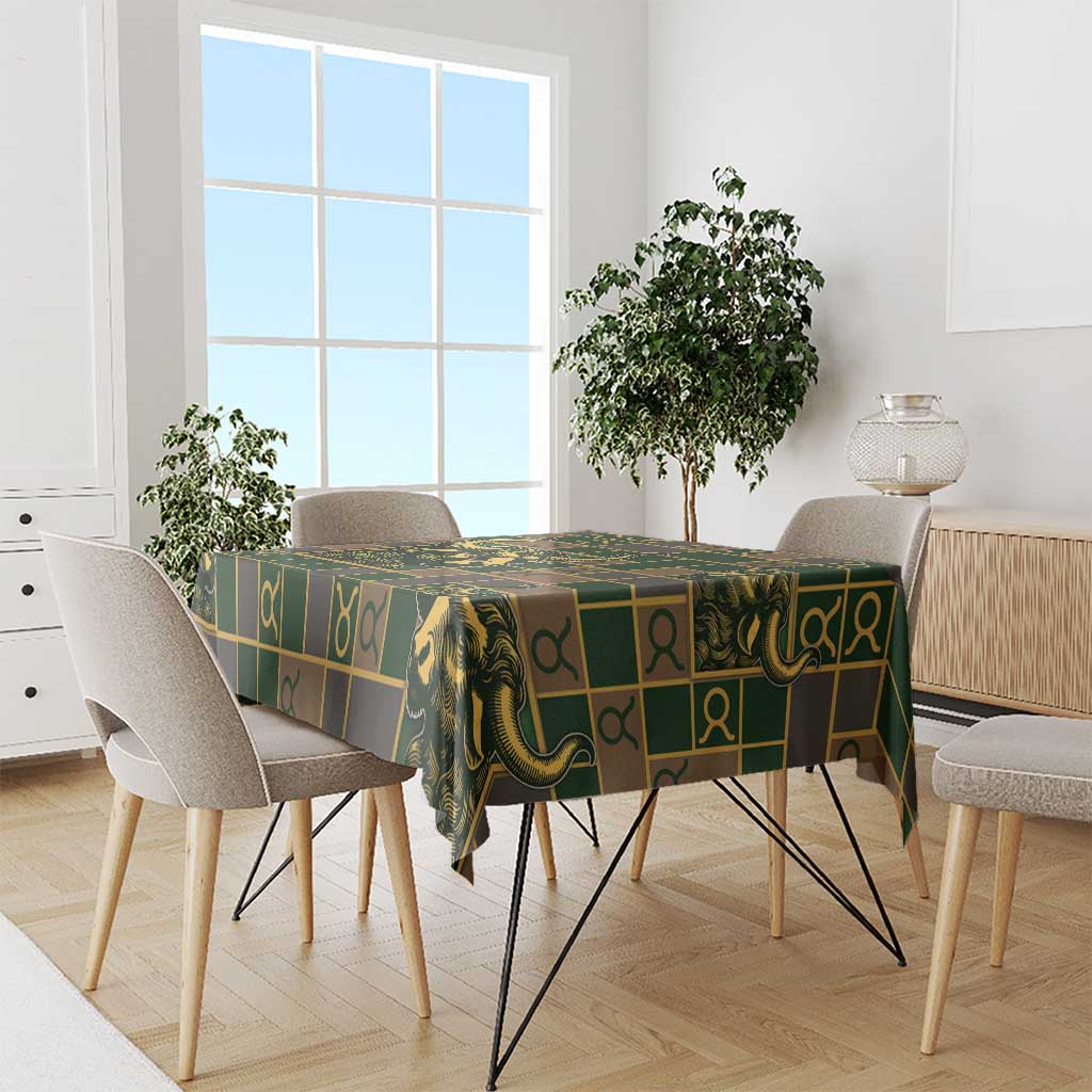 Taurus Zodiac Tablecloth Checkered Pattern