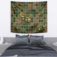 Taurus Zodiac Tapestry Checkered Pattern
