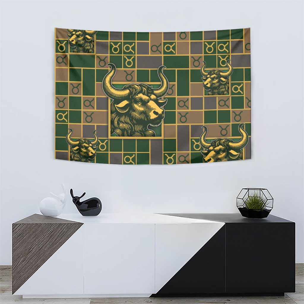 Taurus Zodiac Tapestry Checkered Pattern
