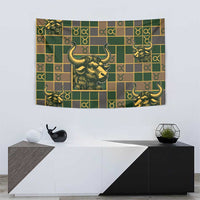 Taurus Zodiac Tapestry Checkered Pattern