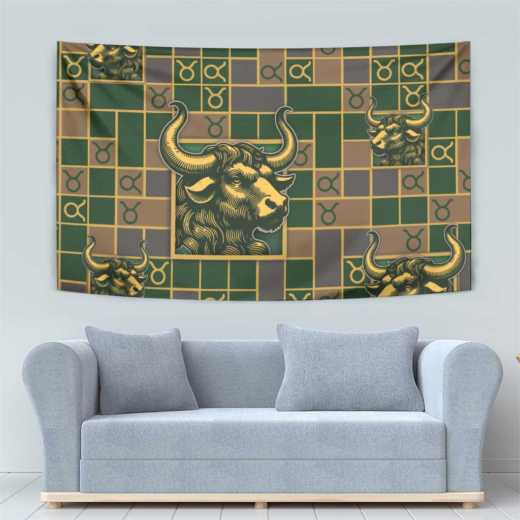 Taurus Zodiac Tapestry Checkered Pattern
