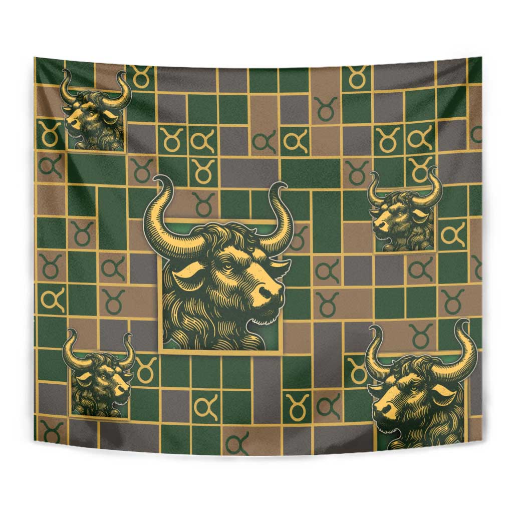 Taurus Zodiac Tapestry Checkered Pattern