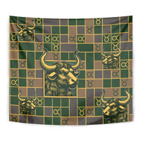 Taurus Zodiac Tapestry Checkered Pattern