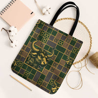 Taurus Zodiac Tote Bag Checkered Pattern
