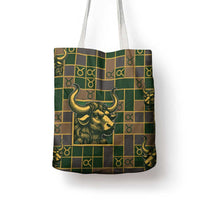 Taurus Zodiac Tote Bag Checkered Pattern