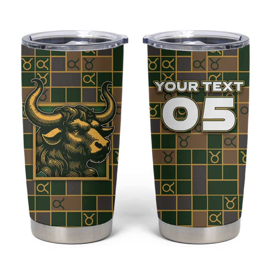 Custom Taurus Zodiac Tumbler Cup Checkered Pattern