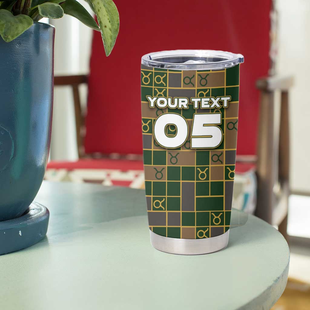 Custom Taurus Zodiac Tumbler Cup Checkered Pattern