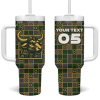 Custom Taurus Zodiac Tumbler With Handle Checkered Pattern