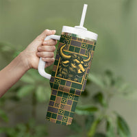 Custom Taurus Zodiac Tumbler With Handle Checkered Pattern
