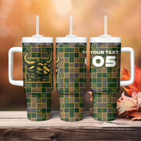 Custom Taurus Zodiac Tumbler With Handle Checkered Pattern