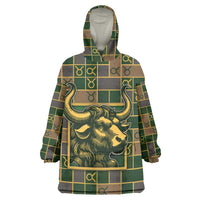 Custom Taurus Zodiac Wearable Blanket Hoodie Checkered Pattern
