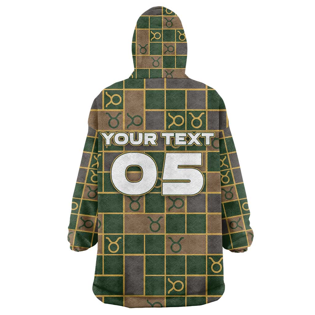 Custom Taurus Zodiac Wearable Blanket Hoodie Checkered Pattern