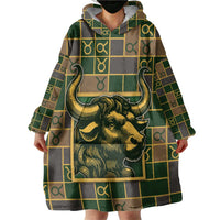 Custom Taurus Zodiac Wearable Blanket Hoodie Checkered Pattern
