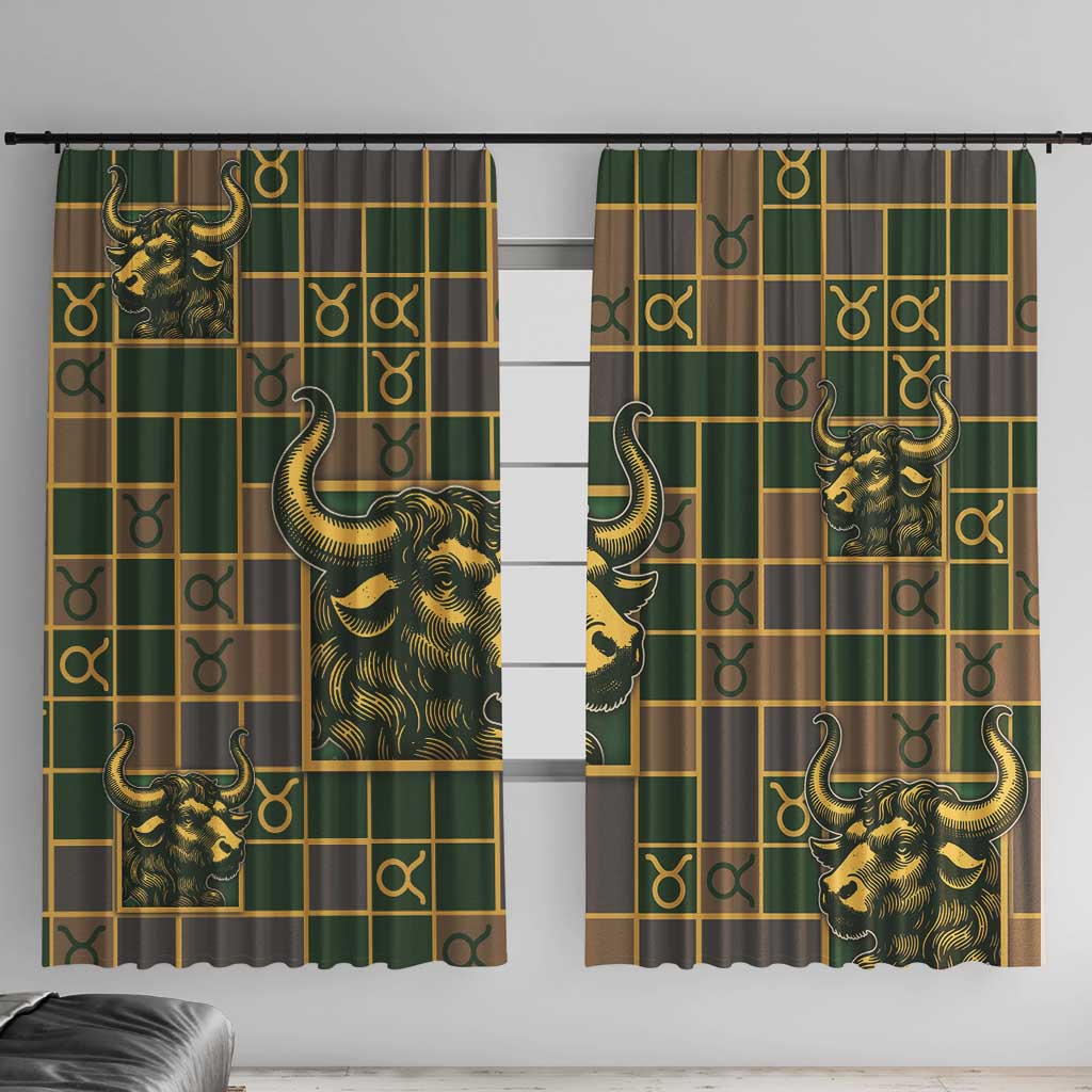 Taurus Zodiac Window Curtain Checkered Pattern